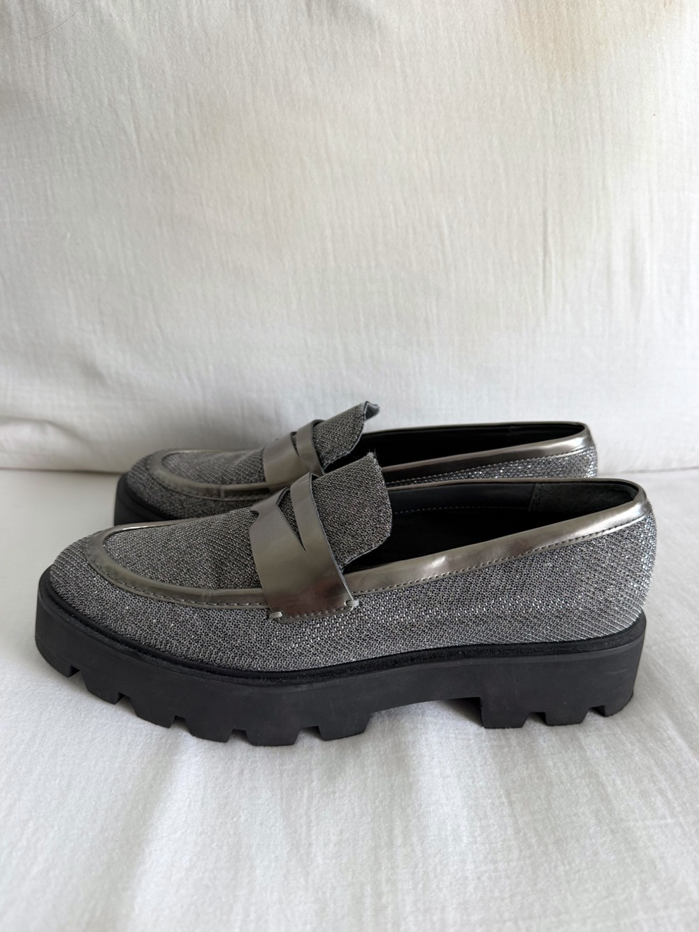 Franco Sarto Chunky Silver Loafers - Picture 4 of 7
